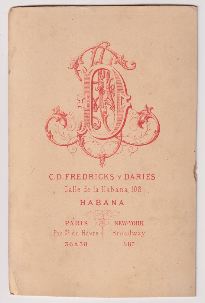 Fotografía (16,5x10,5) C.D. Fredrick y Daries. Albúmina. Habana. Siglo XIX