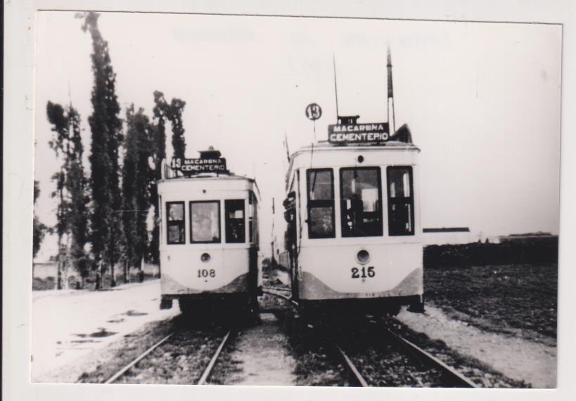 Fotografía (9x12,5) Tranvías de Sevilla en 1941. Tirada posterior