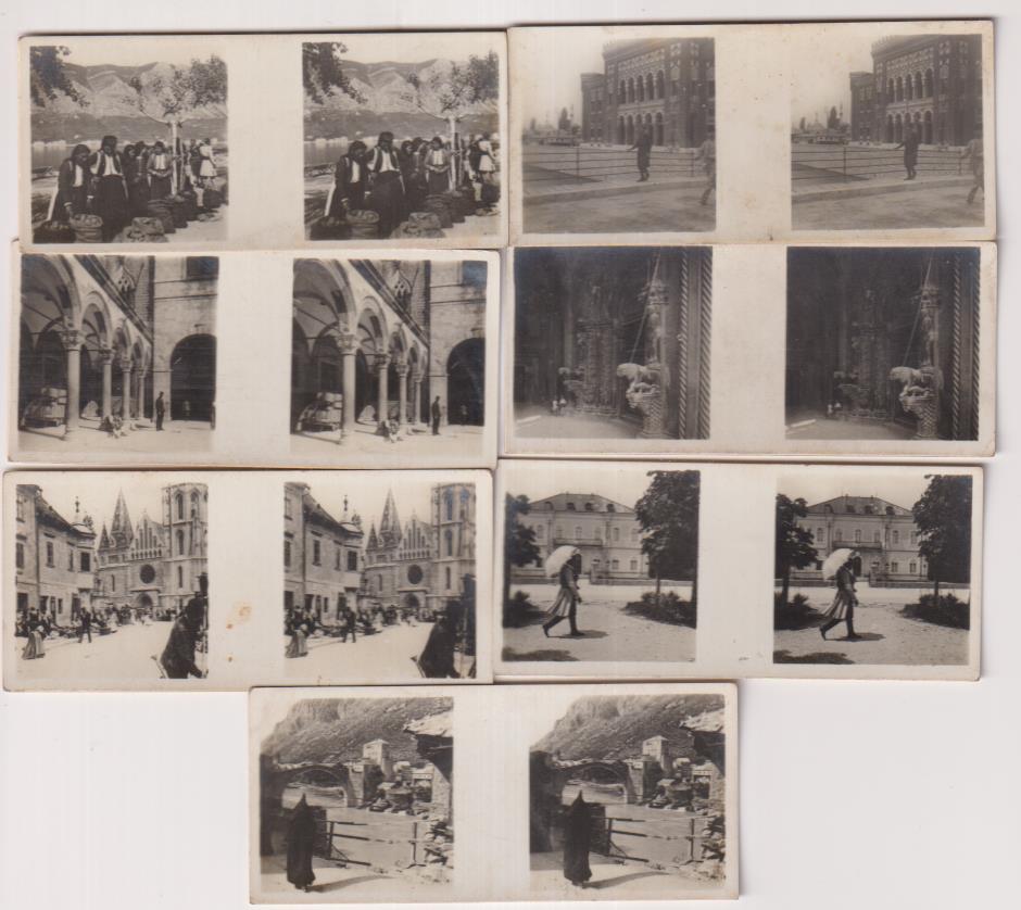 lote de 7 fotografías estereoscópica  de yugoeslavia serie I. Chocolates solsona (1933)