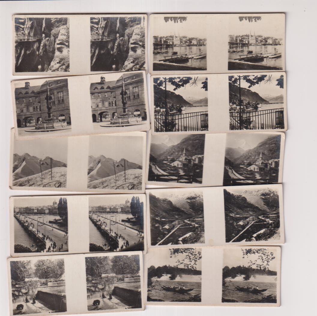 lote de 10 fotografías estereoscópica de suiza. Serie I. Chocolates solsona (1933)