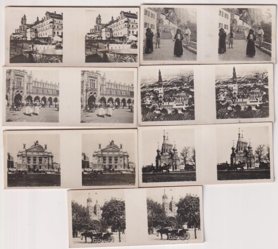 lote de 7 fotografías estereoscópica  de polonia. serie I. Chocolates solsona (1933)