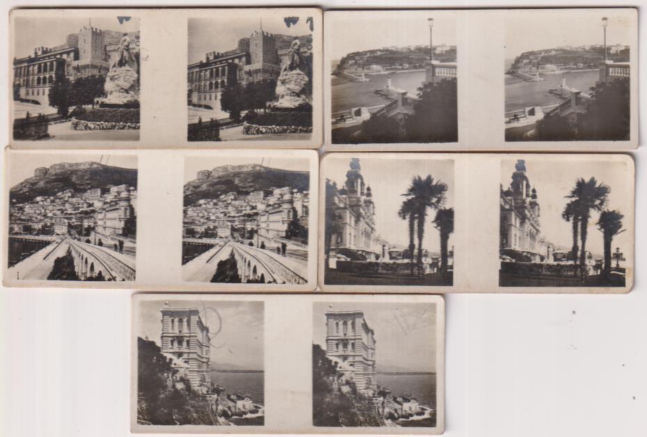 lote de 5 fotografías estereoscópica  de mónaco. serie I. Chocolates solsona (1933)