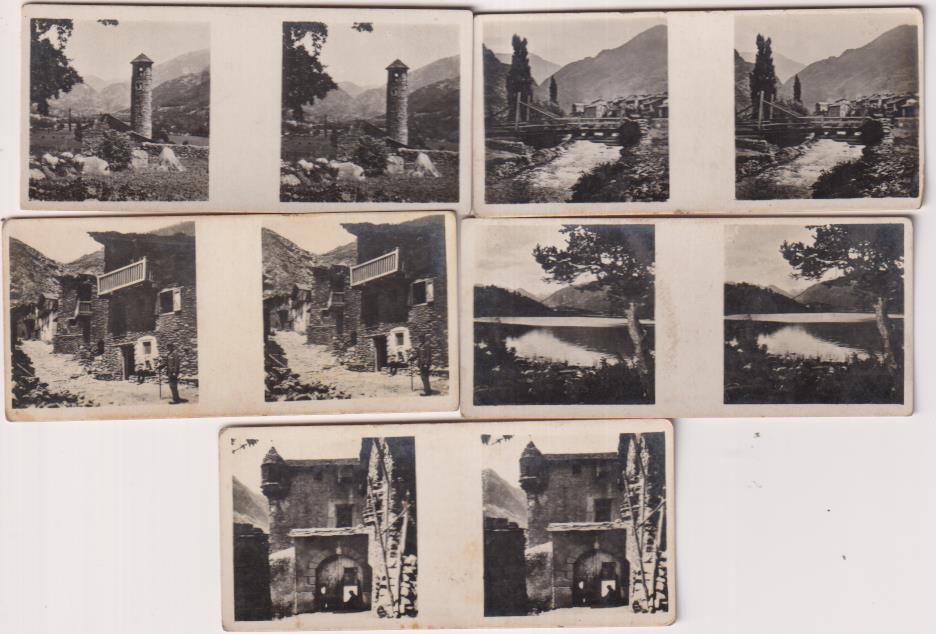 lote de 5 fotografías estereoscópica  de andorra. serie I. Chocolates solsona (1933)