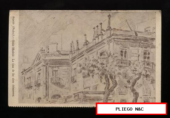 Postal-Librito. nº 32. Serie Madrid. La casa de las siete chimeneas. Pedro Repid (14,5x9) año 1932