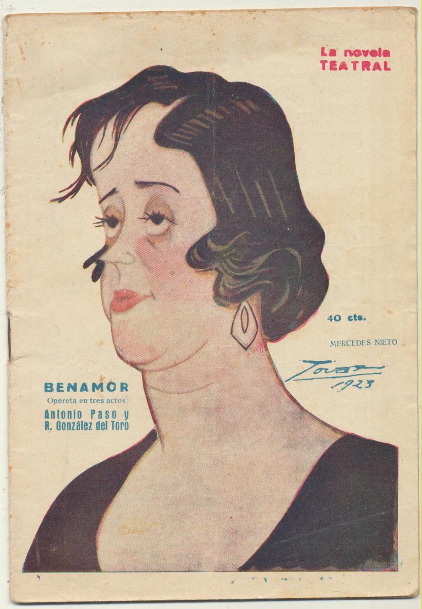 La Novela Teatral nº 357. Benamor por A. Paso y R. G. Del Toro 1923