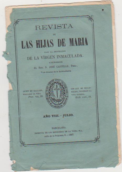 Revista de las Hijas de María. Barcelona 1887