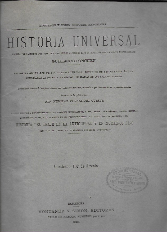 Historia Universal. Guillermo Oncken. Lote de 20 cubiertas de fascículos, vacías