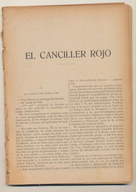 La Novela Moderna nº 11. El Canciller Rojo por W. Magnay. Sopena