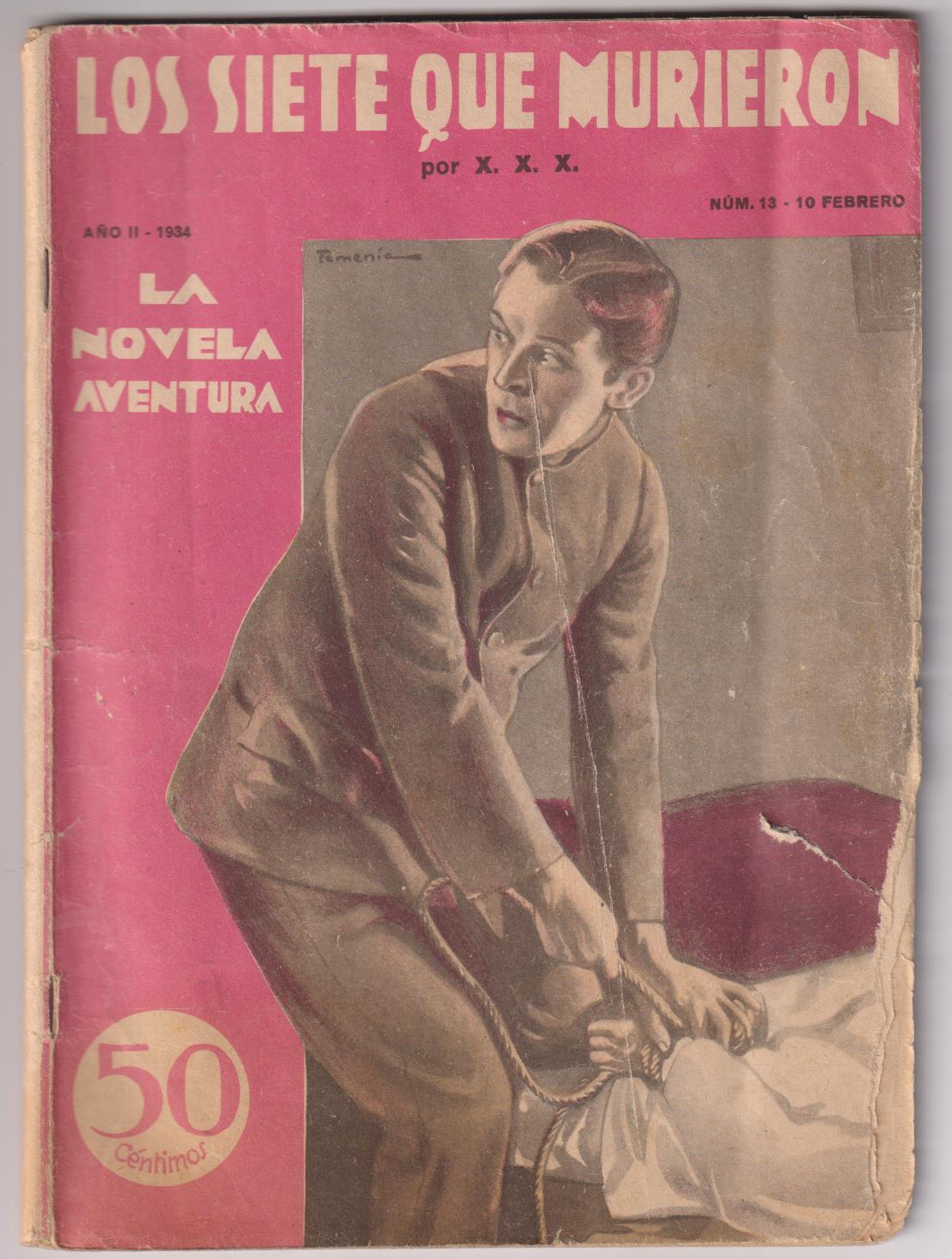 La Novela Aventura nº 13. Los siete que murieron por X.X.X. Hymsa 1934