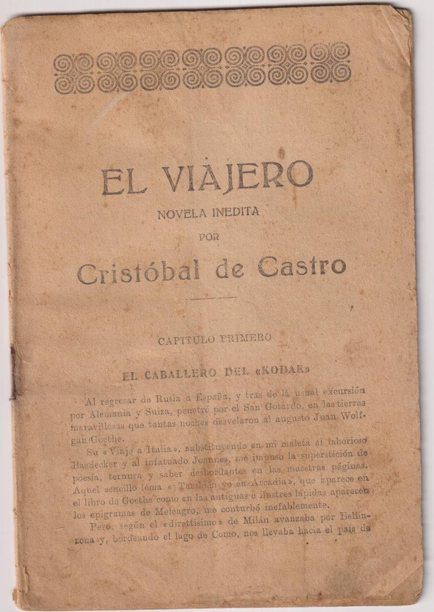 Novela Cota. El Viajero por Cristóbal de Castro, 1916