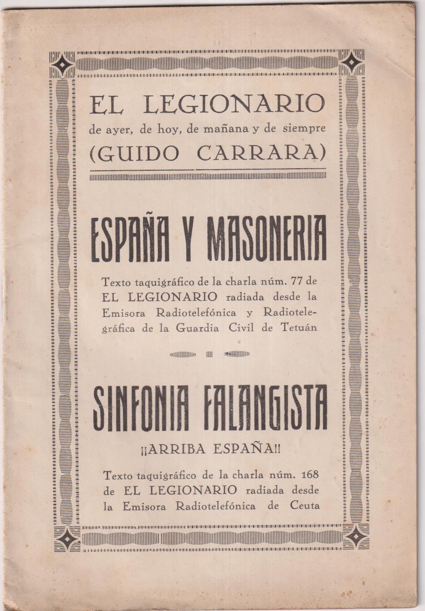 El Legionario. España y Masonería. Sinfonía Falangista. Málaga 1937. SIN ABRIR