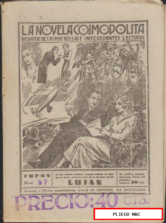 La Novela Cosmopolita nº 57. Hispano Americana 1935. Con página de historieta