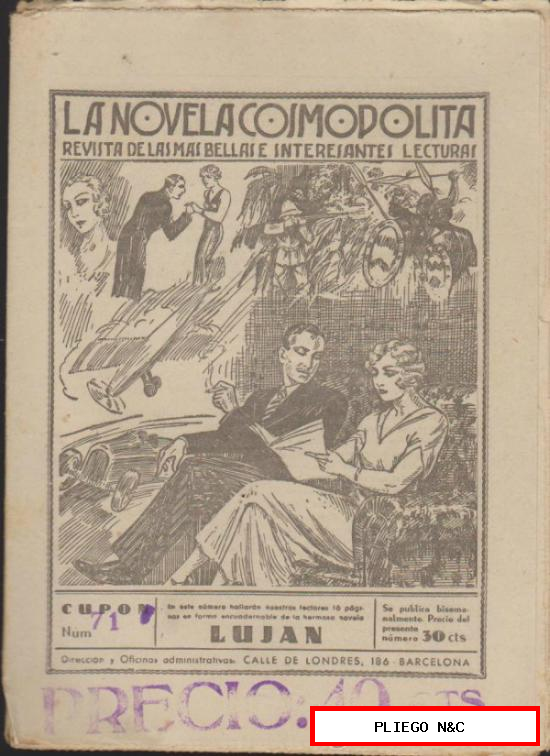 La Novela Cosmopolita nº 71. Hispano Americana 1935. Con página de historieta