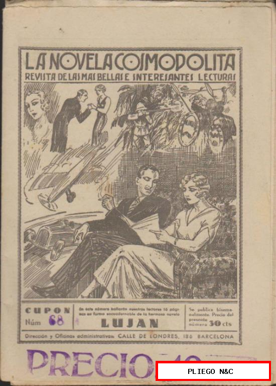 La Novela Cosmopolita nº 69. Hispano Americana 1935. Con página de historieta