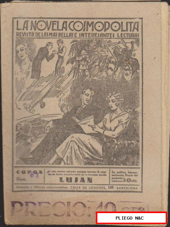 La Novela Cosmopolita nº 72. Hispano Americana 1935. Con página de historieta