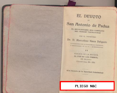 El Devoto de San Antonio de Padua. Nava Delgado. Tipografía Cuesta-Valladolid 1933