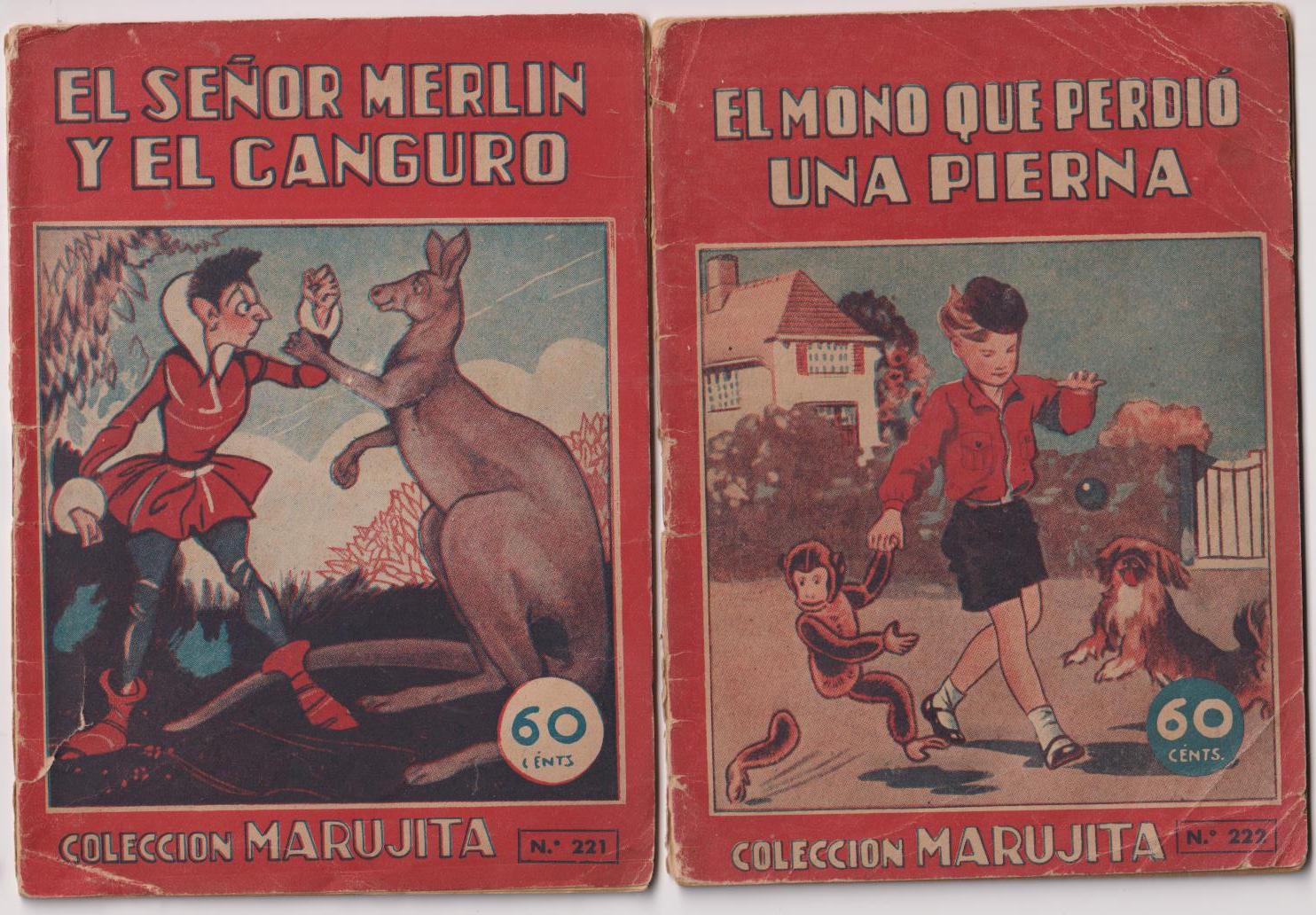 Marujita nº 221 y 222. El Señor Merlín y el canguro por J. Mallorquí y El mono que perdió una pierna. Molino 1943
