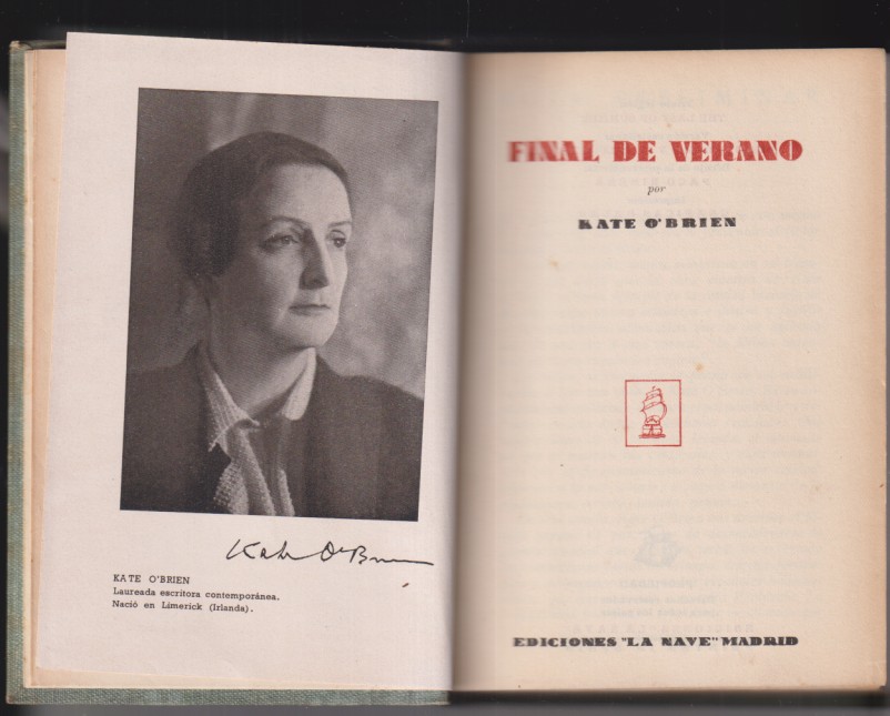 Final de verano por Kate o´Brien. Ediciones la nave