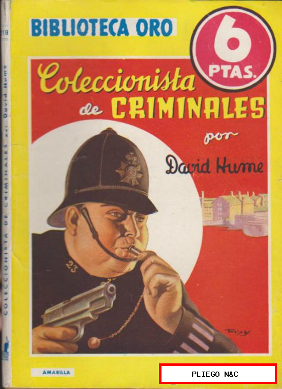 Biblioteca Oro nº 219. Coleccionista de criminales. Editorial Molino 1947
