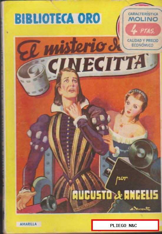 Biblioteca Oro nº 216. El misterio de Cinecitta. Editorial Molino 1947