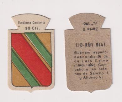 Emblema Auxilio Social. Corriente 30 Cts. Serie B nº 196. CID-RUY DIAZ