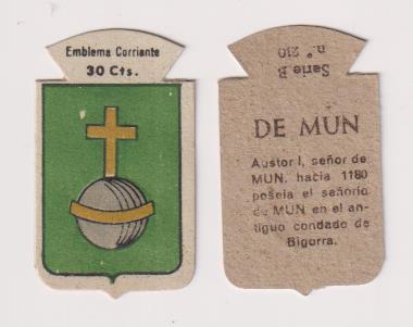 Emblema Auxilio Social. Corriente 30 Cts. Serie B nº 210, DE MUN