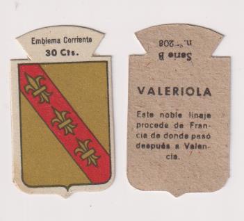 Emblema Auxilio Social. Corriente 30 Cts. Serie B nº 208. VALERIOLA