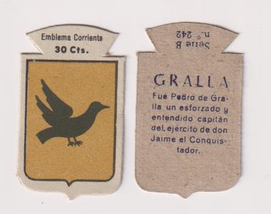 Emblema Auxilio Social. Corriente 30 Cts. Serie B nº 242. GRALLA