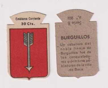 Emblema Auxilio Social. Corriente 30 Cts. Serie B nº 201, BURGUILLOS