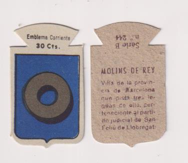 Emblema Auxilio Social. Corriente 30 Cts. Serie B nº 244.. MOLINS DE REY