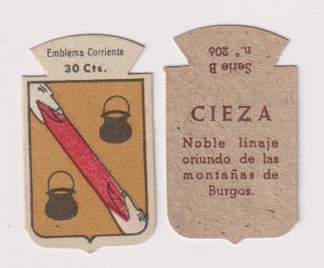 Emblema Auxilio Social. Corriente 30 Cts. Serie B nº 206. CIEZA