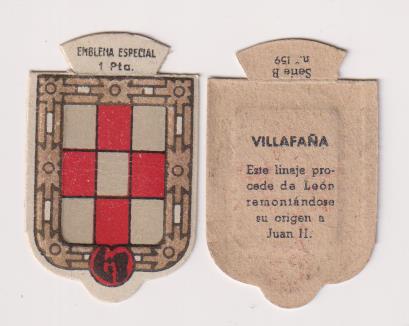 Emblema Auxilio Social. Especial 1 Pta. Serie B nº 159. VILLAFAÑA
