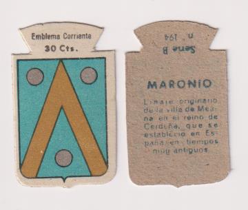 Emblema Auxilio Social. Corriente 30 Cts. Serie B nº 194. MARONIO