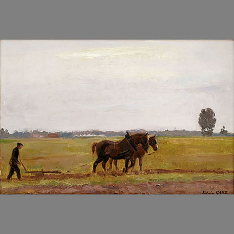 Edwin Ganz (Belga 1871-1957). Tiempo de arado/ The plough team