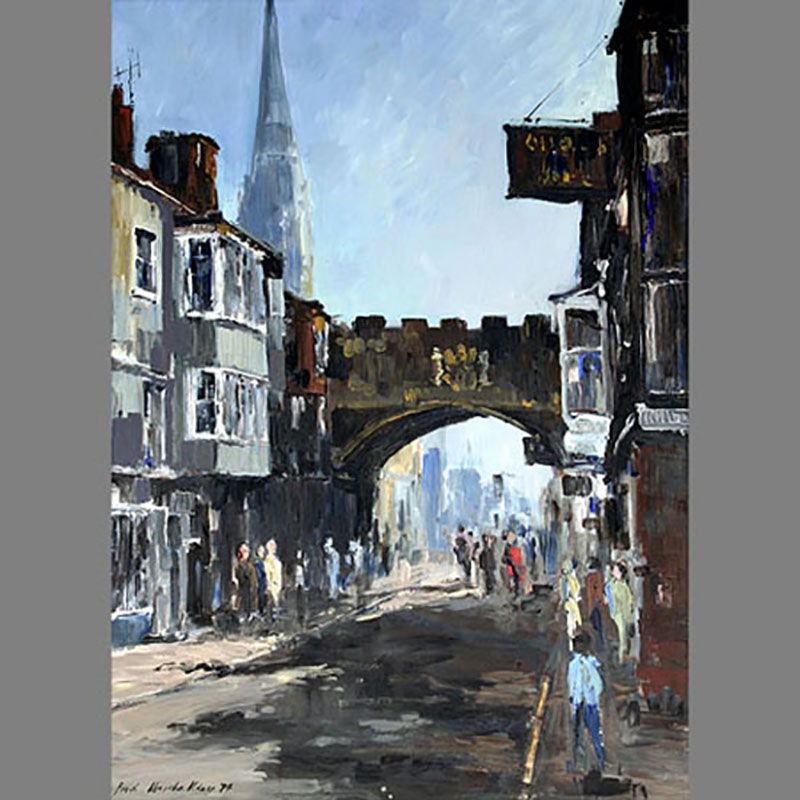 Fred Marshallsay  (Británico, siglo XX). Escena urbana de Salisbury/ Salisbury street scene