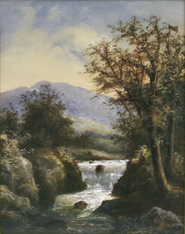 R. Marshall (Británico, siglo XIX). Pescando en la ribera