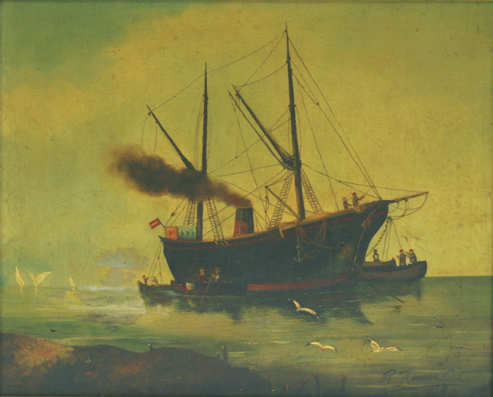 R. Herrera (Español, siglo XIX). Barco de vapor