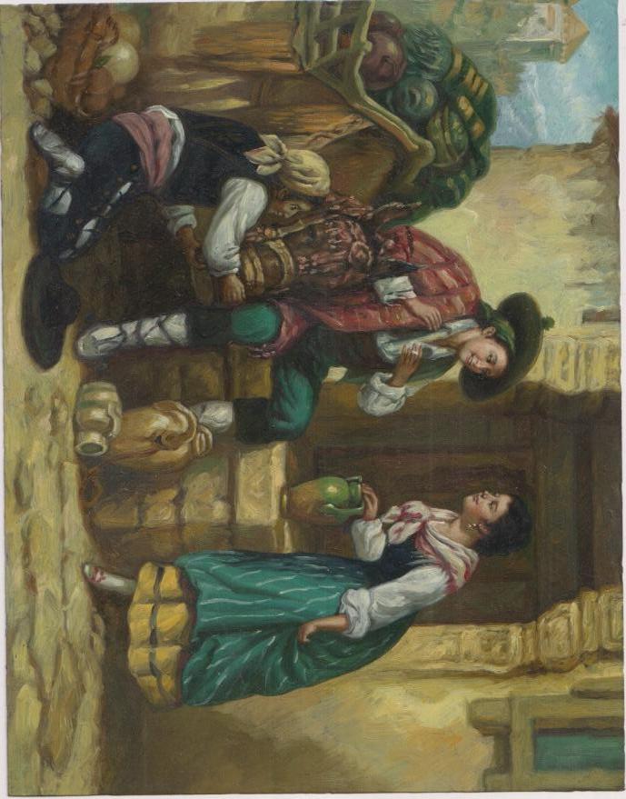 Camino de Granada. Escuela andaluza. Oleo sobre cobre (23,5x18) siglo XX