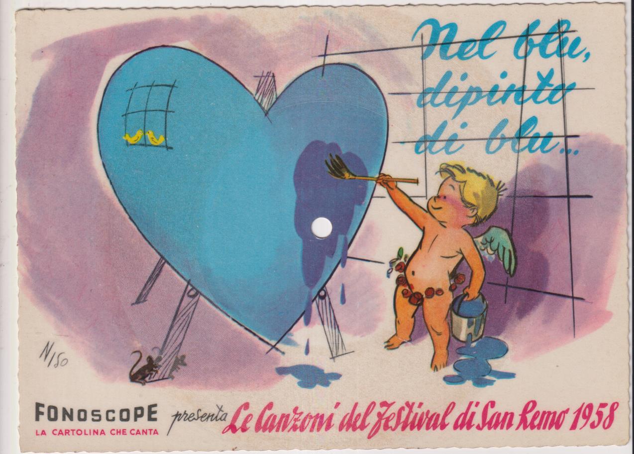 Fonoscope. La Cartolina che canta. Festival San Remo 1958. Nel blu, dipinto di blu. di Modugno