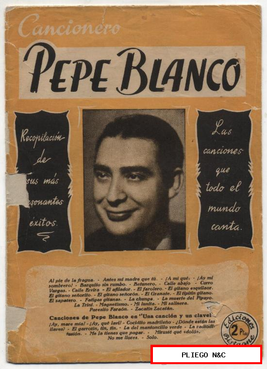 Cancionero. Pepe Blanco. Ediciones Bistagne