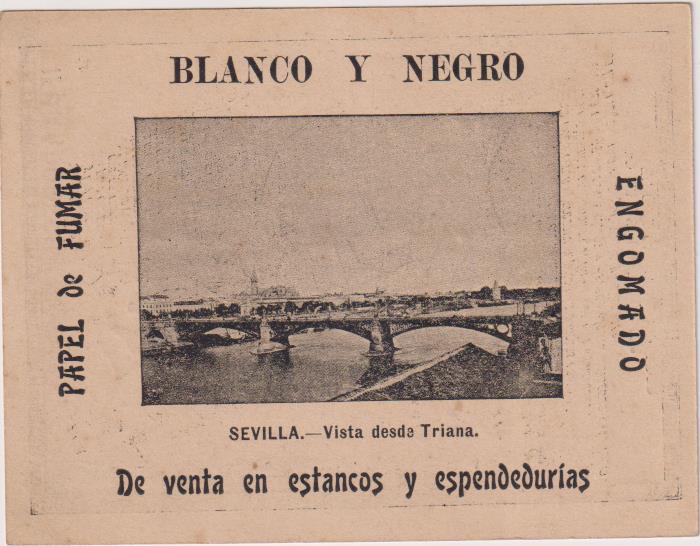 Sevilla.- Vista desde Triana. Publicidad papel de Fumar Blanco y Negro