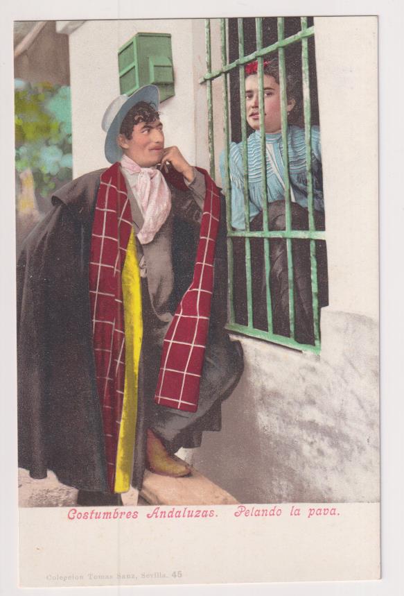 Costumbres Andaluzas. Pelando la pava. Tomás Sanz. Sevilla, 1904