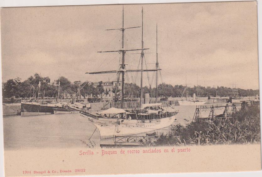 Sevilla. Buques de Recreo anclados en el puerto. 1904