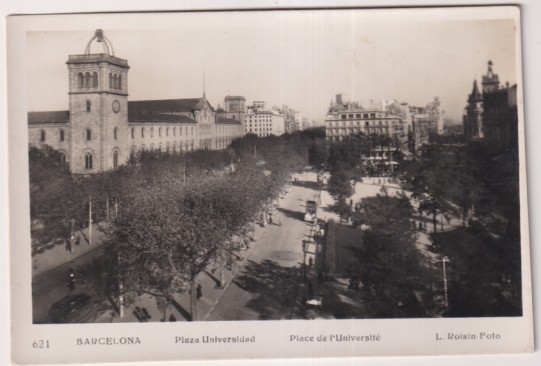 621 Barcelona. Plaza Universidad. L. Roisin Foto. Sin usar