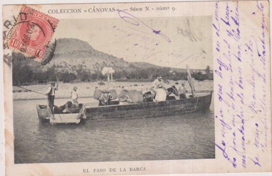Colección Cánovas. Serie N nº 9. .- El paso de la barca. Franqueado y Fechado en madrid, El 10 de Abril de 1902. Raro con esta fecha