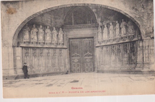 Gerona, Serie A nº II. - Puerta de los Apóstoles. Franqueado y Fechado al Dorso. 26-Sep.- 1922
