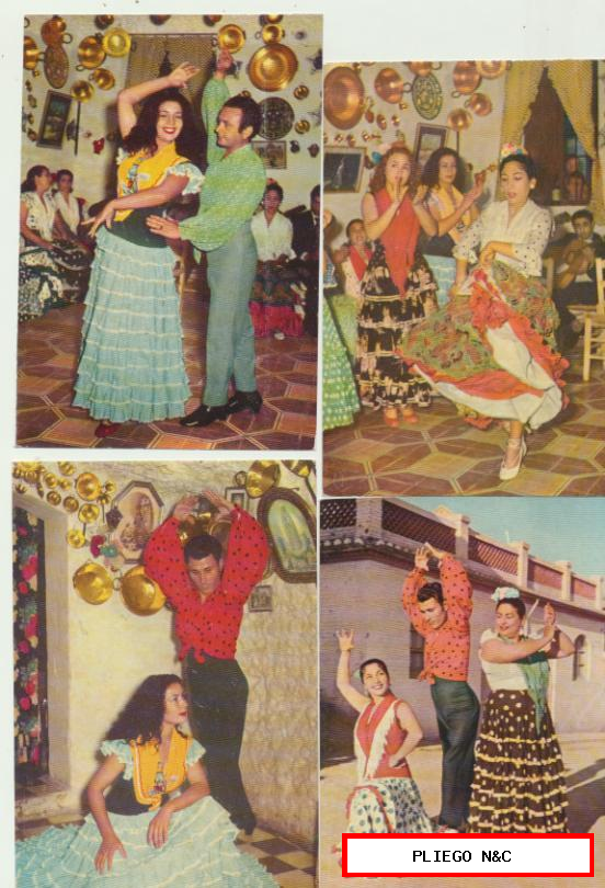 Sevilla-Tablaos flamencos. Lote de 4 postales. 1960
