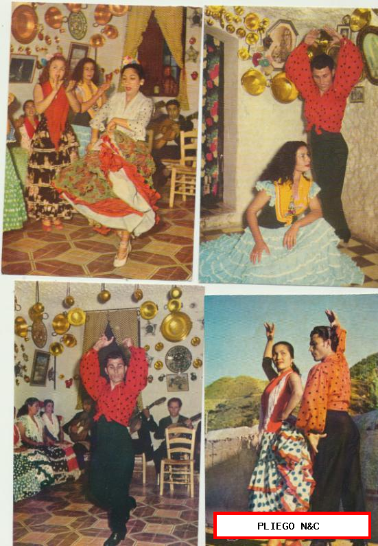 Sevilla-Tablaos flamencos. Lote de 4 postales. 1960