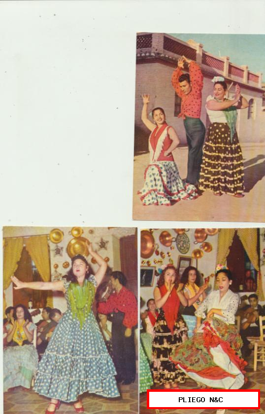 Sevilla-Tablaos flamencos. Lote de 3 postales. 1960