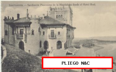 Santander-Sardinero. Panorama de la Magdalena desde el Hotel Real